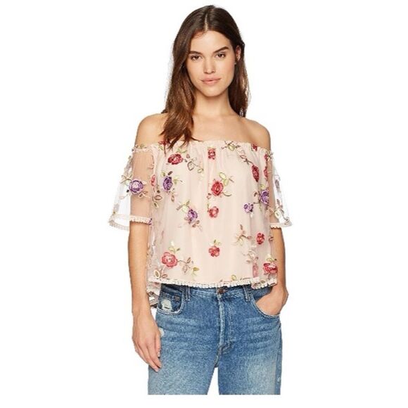 Bb Dakota-Stassi Embroidered Off Shoulder Top - Picture 2 of 9